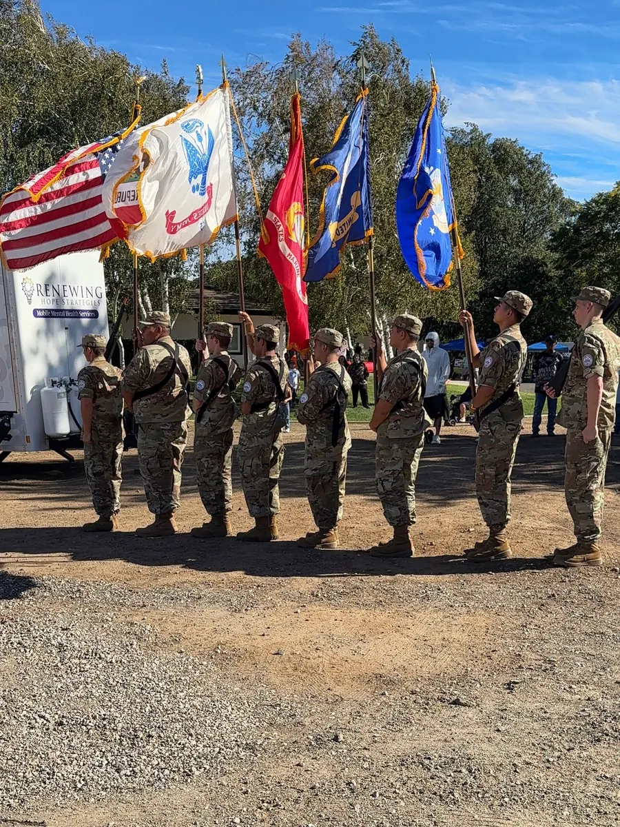 Color guard presenting the flags to open the Grand Opening